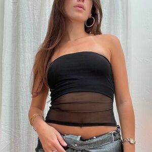 Tiger Mist Black Sheer Crop Top